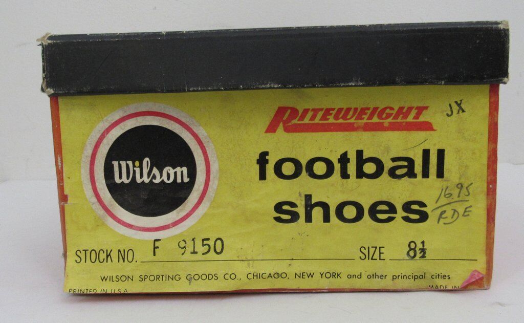 Pair of Vintage Wilson Riteweight Black Football Cleats Size 8.5 NIB 182906