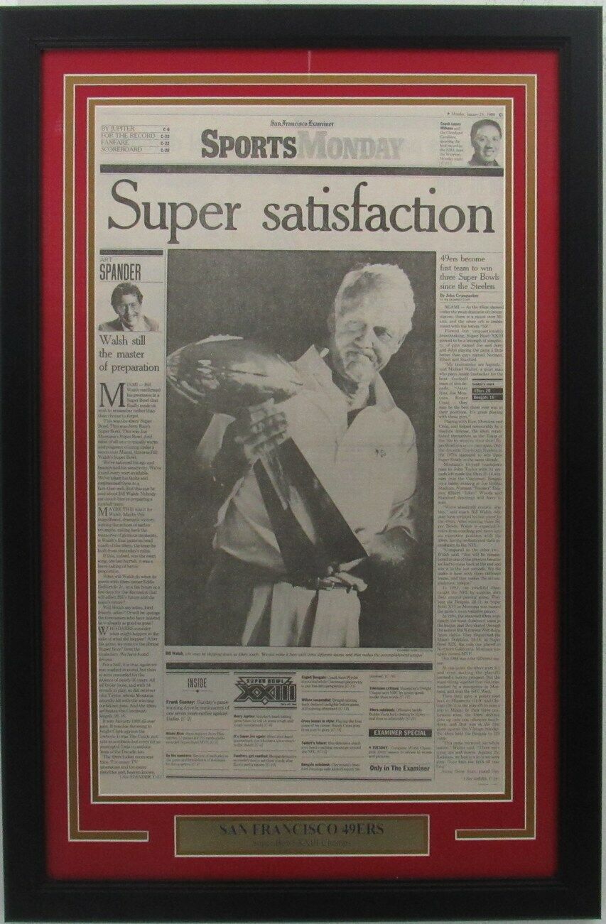 49ers 1989 Super Bowl XXIII Champs San Francisco Examiner Framed 157897