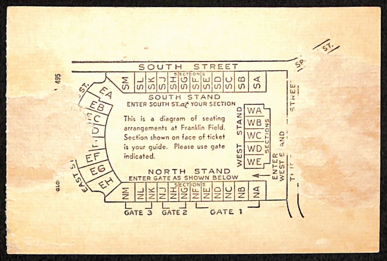 September 26, 1953 Vanderbilt vs Penn College Football Game Ticket Stub 189873