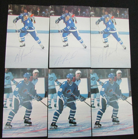 Lot of 6 Quebec Nordiques Auto/Signed 3.5x5.5 Team Postcards incl. Cote 150453