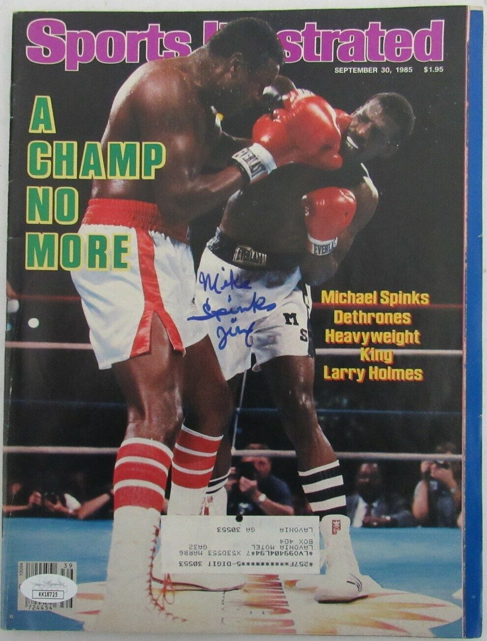 Michael Spinks Champ Signed/Autographed 1985 Sports Illustrated JSA 156358