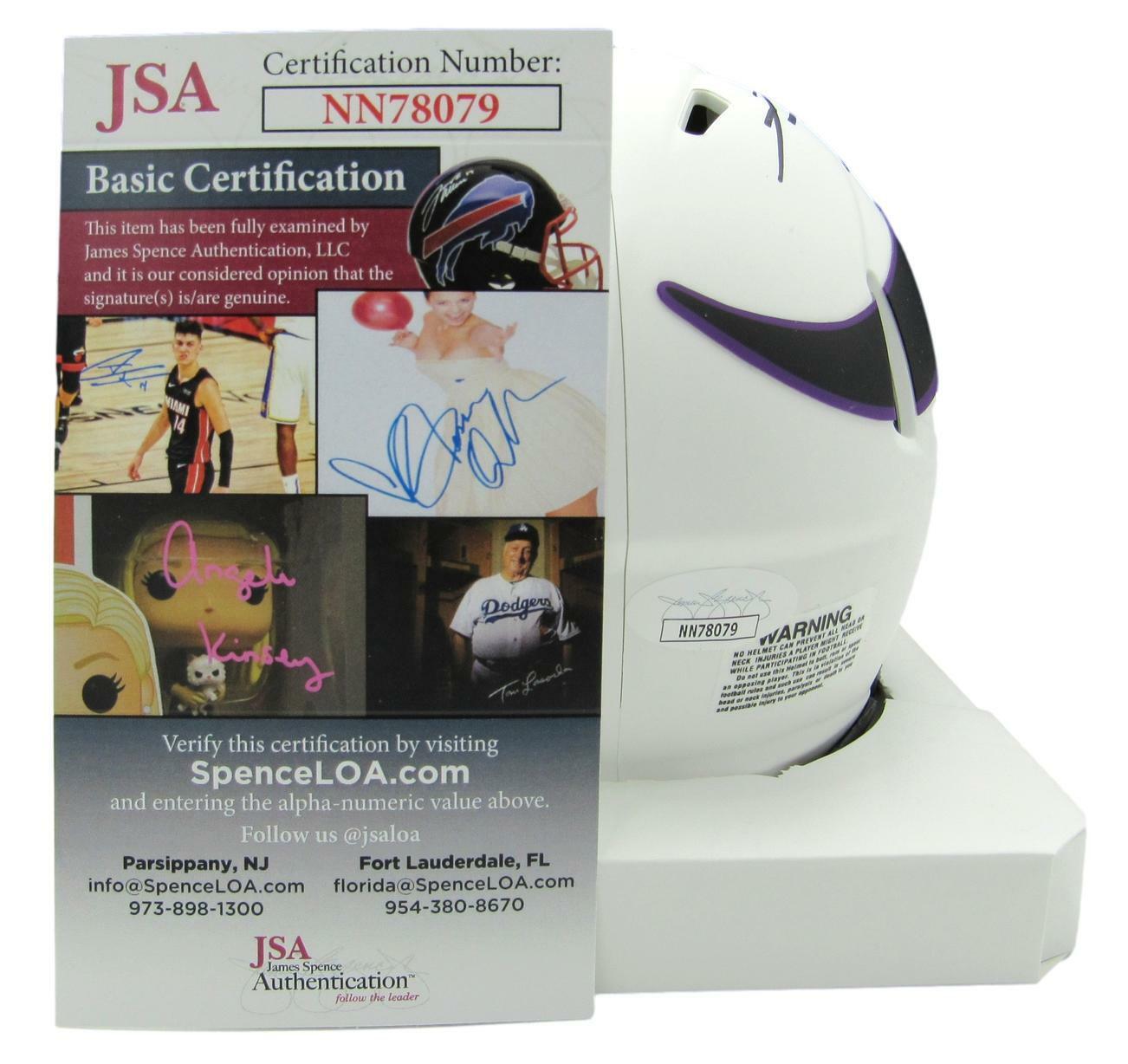 Fran Tarkenton HOF Signed/Inscribe Vikings Lunar Eclipse Mini Helmet JSA 159052