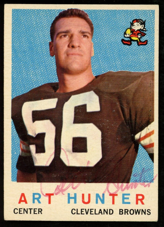 1959 TOPPS Football Card #92 Signed/Auto Art Hunter Cleveland Browns