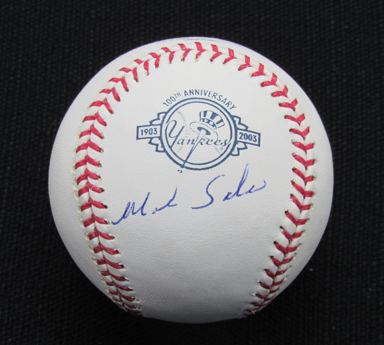 Mark Salas Signed/Auto Yankees 100th OML Baseball MAB 187056