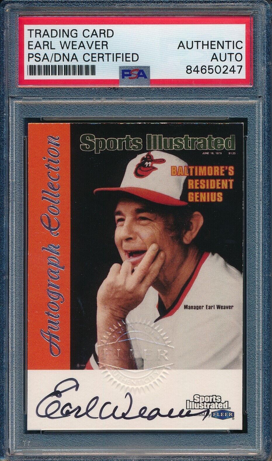 1999 Fleer Sports Illustrated Earl Weaver HOF Card Signed Orioles PSA/DNA