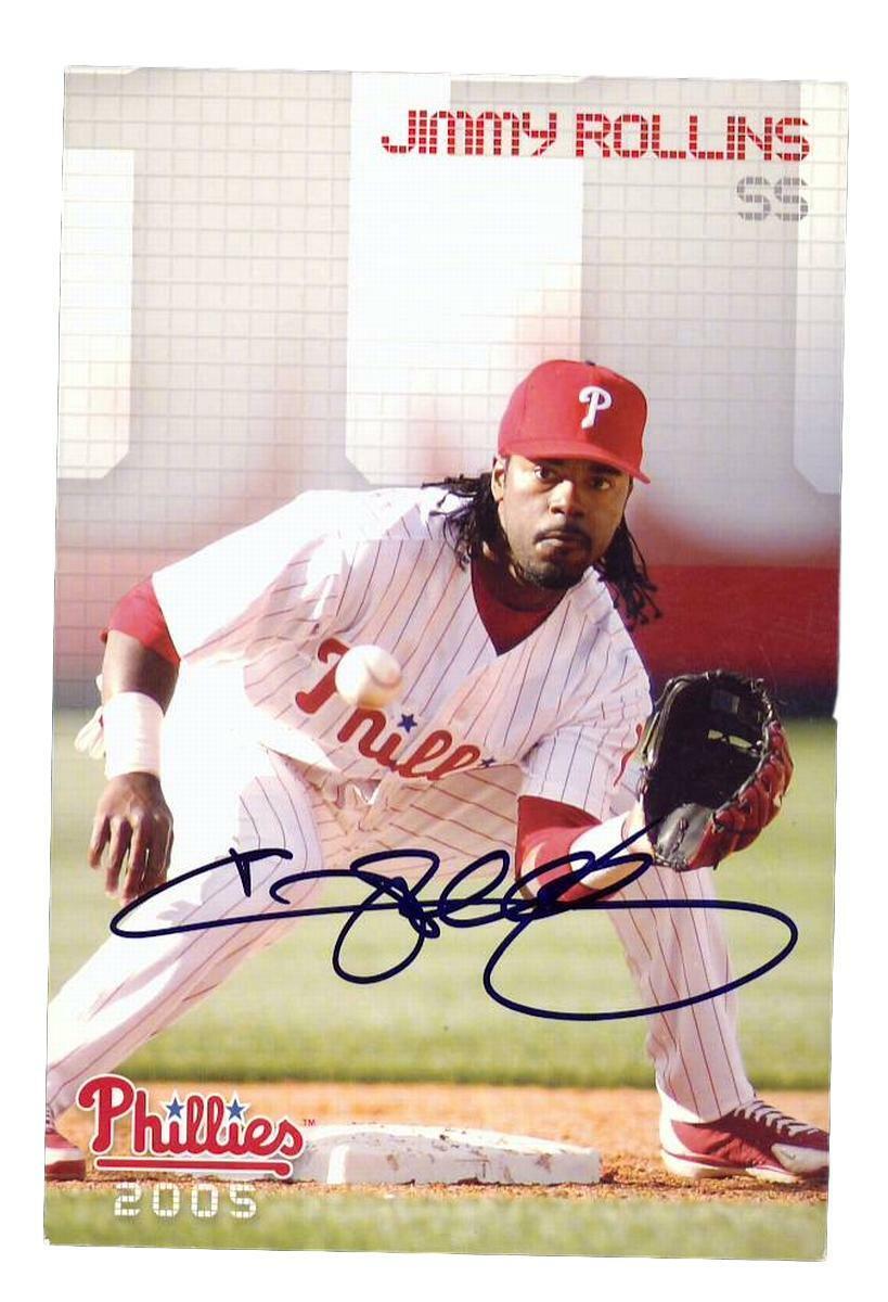 Jimmy Rollins Philadelphia Phillies Autographed/Signed 2005 Stats Card 124160