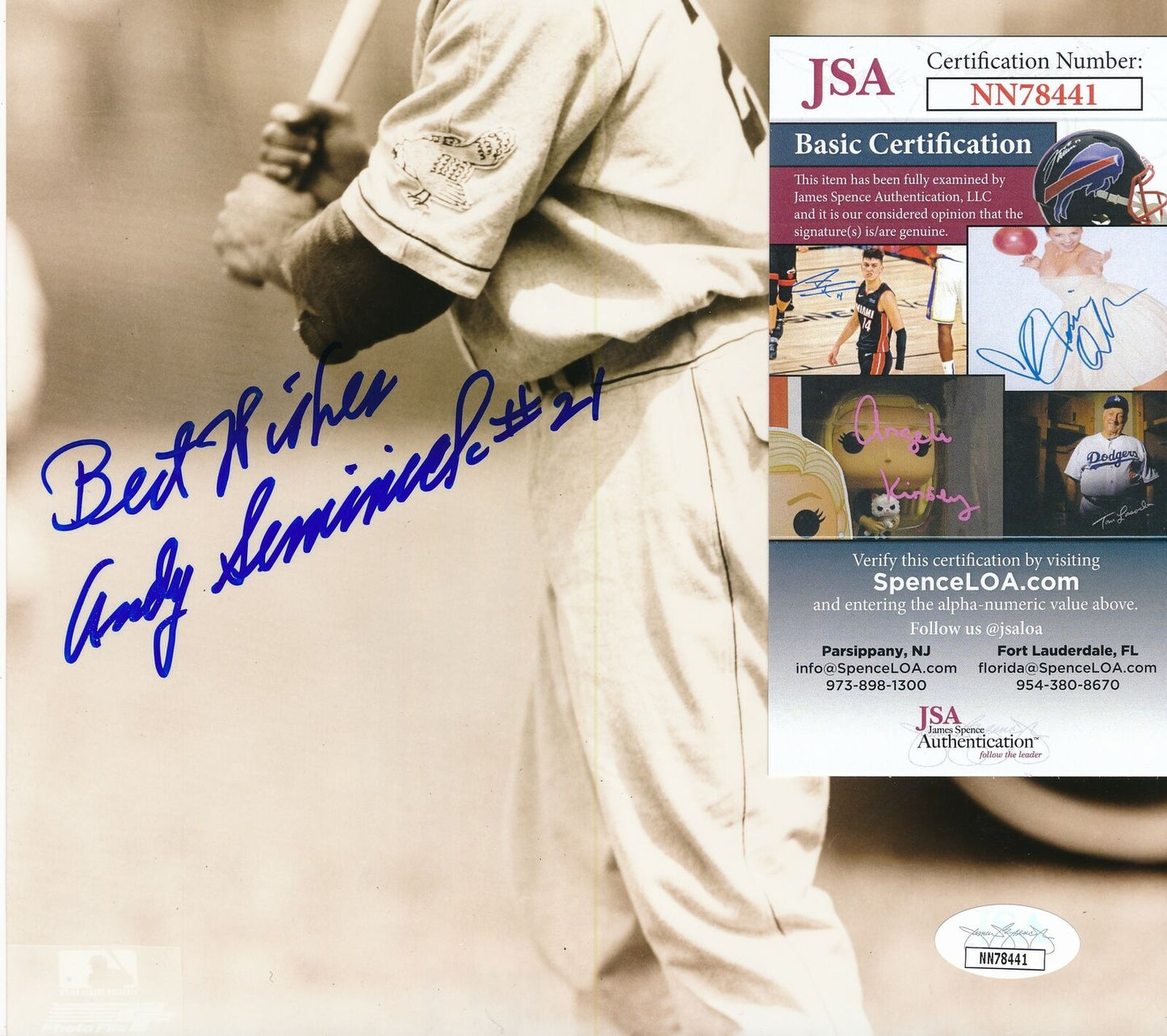Andy Seminick Philadelphia Phillies Signed/Inscribed 8x10 Photo JSA 159114
