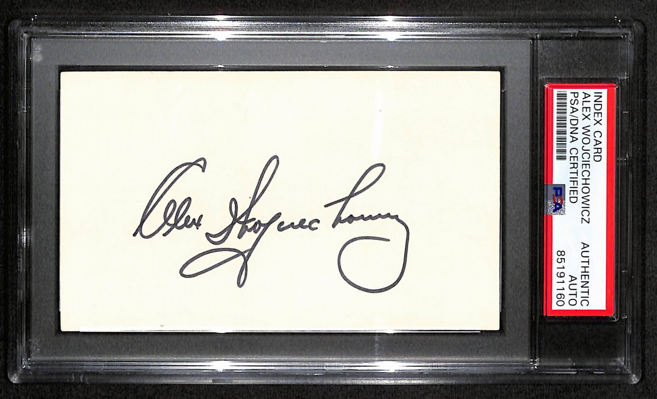 Alex Wojciechowicz HOF Signed/Auto 3x5 Index Card Eagles PSA/DNA 187450