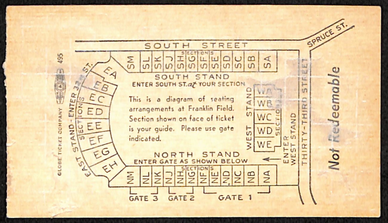 November 13, 1954 Army vs Penn Quakers College Football Game Ticket Stub 189876