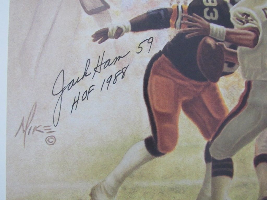 Jack Ham Signed Pittsburgh Steelers Sports Art Print HOF 1988 JSA 129727