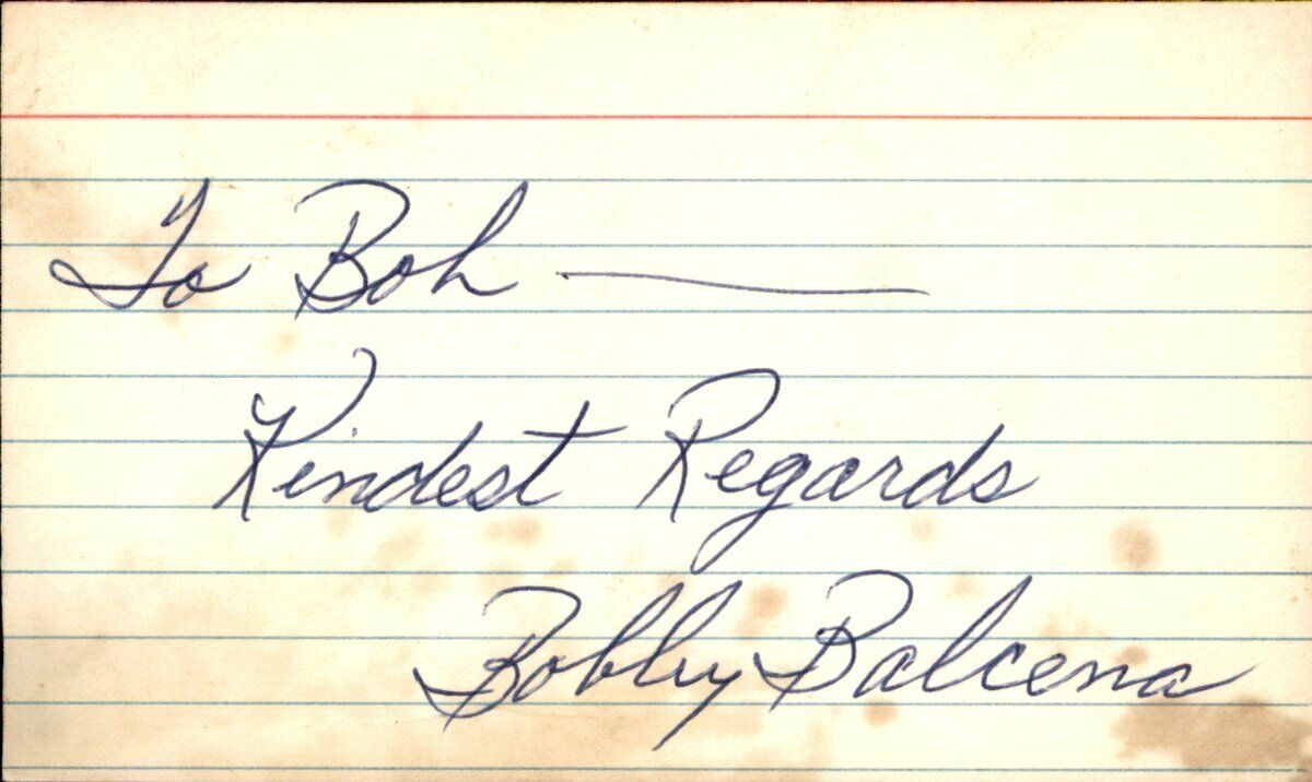 Bobby Balcena Cincinnati Reds d.1990 Signed/Autographed 3x5 Index Card 162570