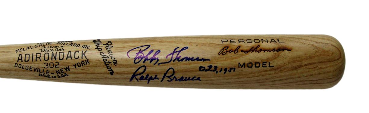 Bobby Thomson/Ralph Branca Dual-Signed/Inscr Adirondack Bat JSA 192235