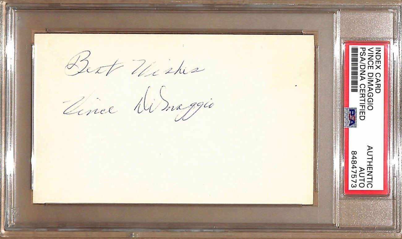 Vince DiMaggio Autographed/Insc 3x5 Index Card Pittsburgh Pirates PSA/DNA 178803