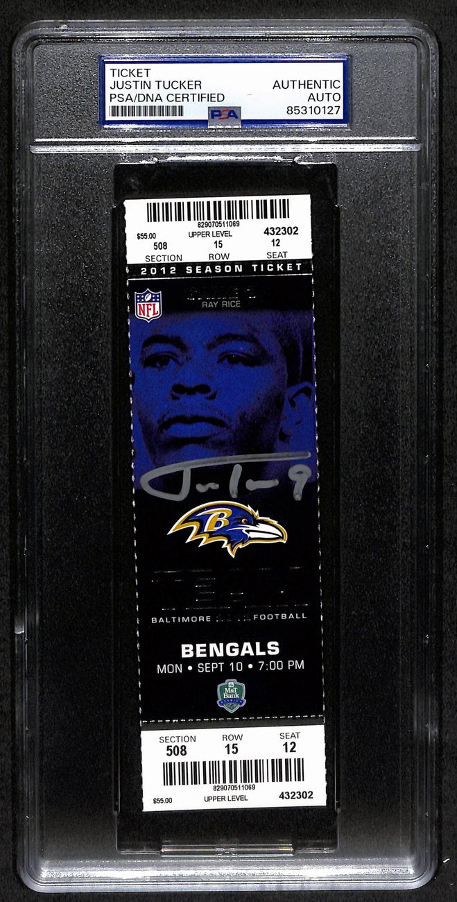 Justin Tucker Rookie Signed 2012 Full Ticket Ravens vs. Bengals PSA/DNA 190599