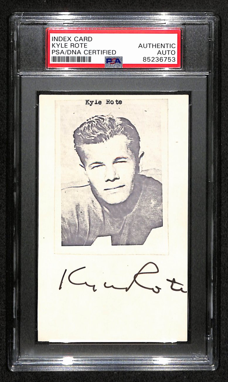 Kyle Rote Signed/Auto 3x5 Index Card New York Giants PSA/DNA 189024