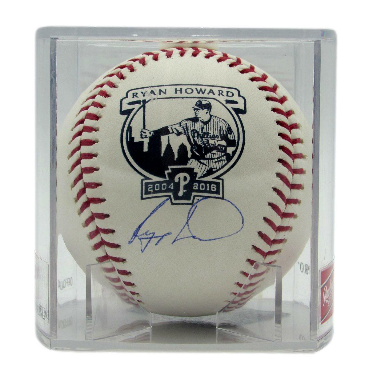 Ryan Howard Phillies Signed Commem. OML Baseball with Logo in Case JSA 165760