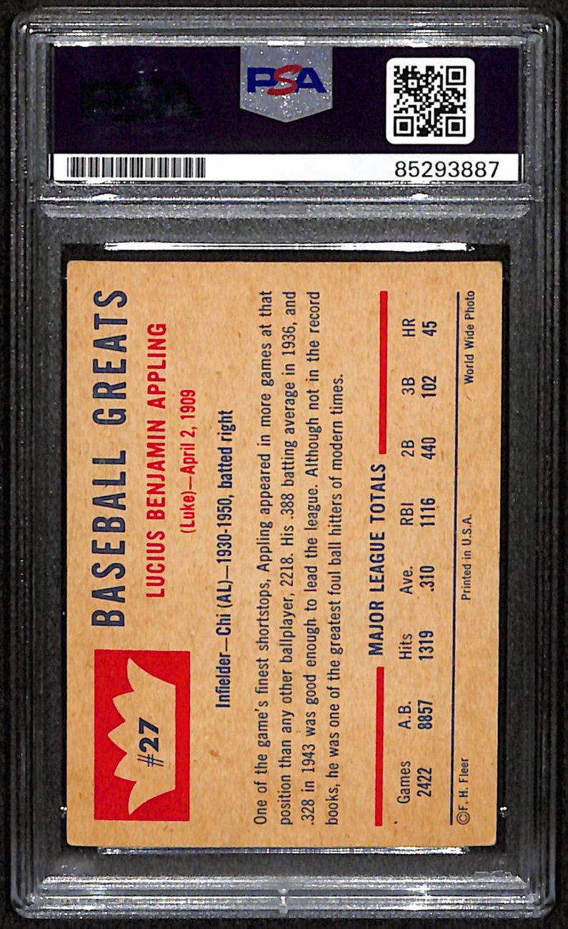 Luke Appling HOF Signed/Autographed 1960 Fleer Card #27 White Sox PSA/DNA 190893