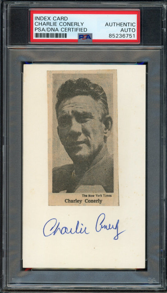 Charlie Conerly HOF Signed Cut Photo on 3x5 Index Card Giants PSA/DNA 188268