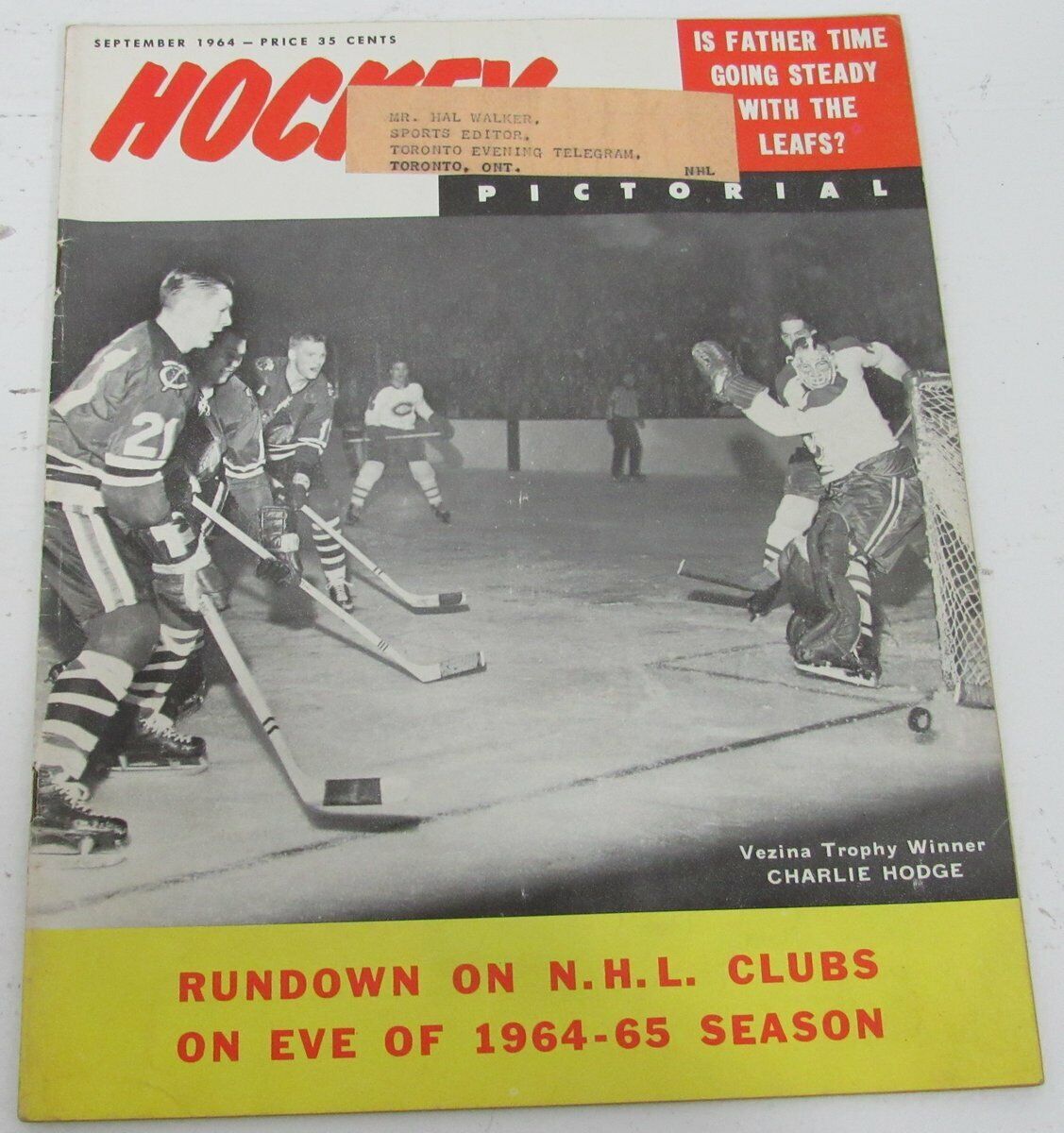 Hockey Pictorial September 1964, Charlie Hodge Cover. 143183