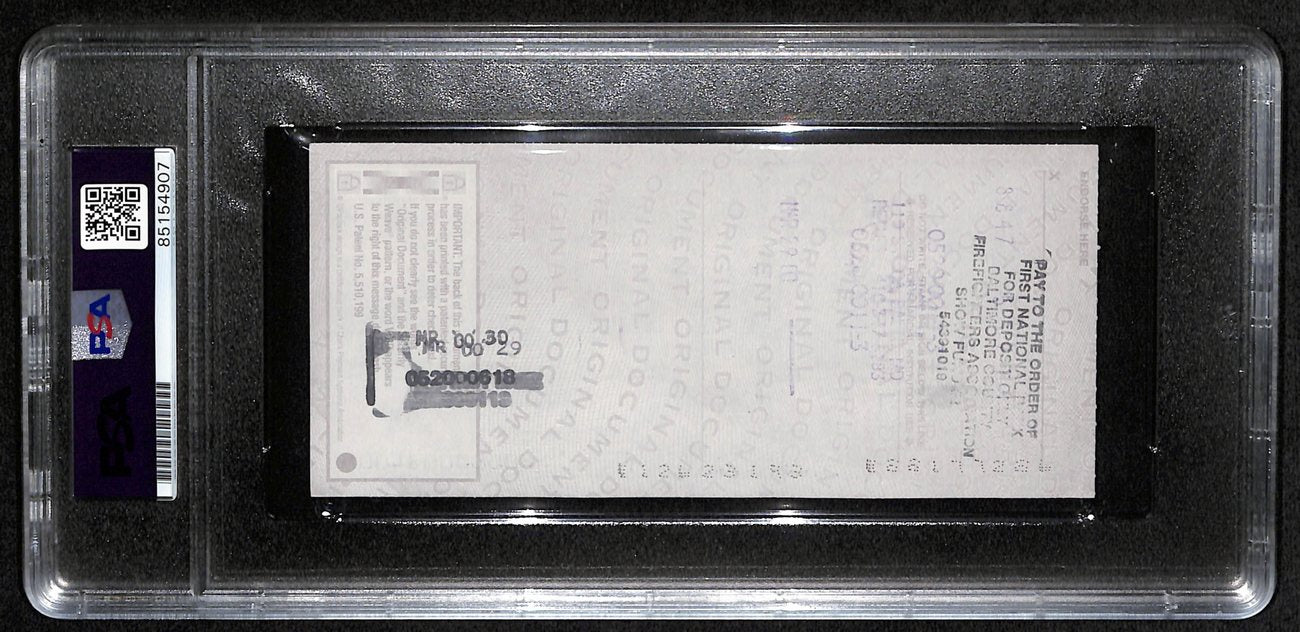 Johnny Unitas HOF Signed/Autographed 2000 Bank Check Colts PSA/DNA MINT 9 189580