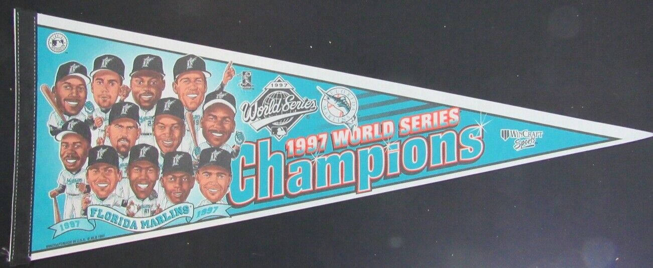 1997 Florida Marlins World Series Champion Characters Picture 30" Pennant 157972