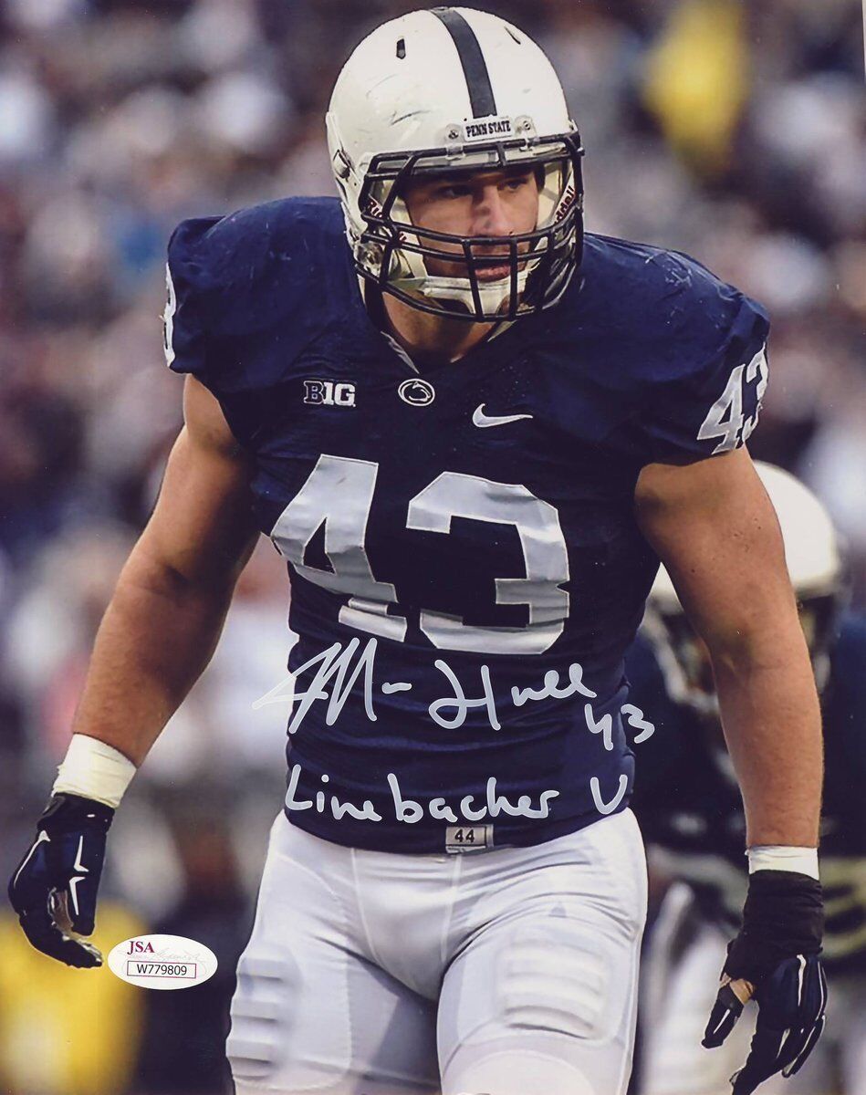 Mike Hull PSU Nittany Lions Signed In Silver Linebacker U 8x10 Photo JSA 136783