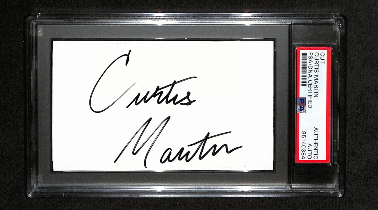 Curtis Martin  Autographed 3x5 Cut Card PSA/DNA 186522