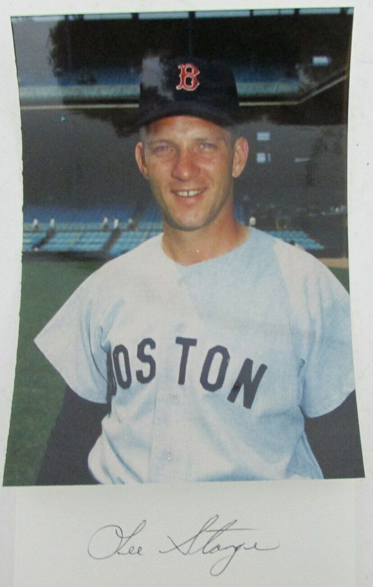 Lee Stange 1967 Boston Red Sox Signed 3x5 Index Card with 5x7  Photo 158544