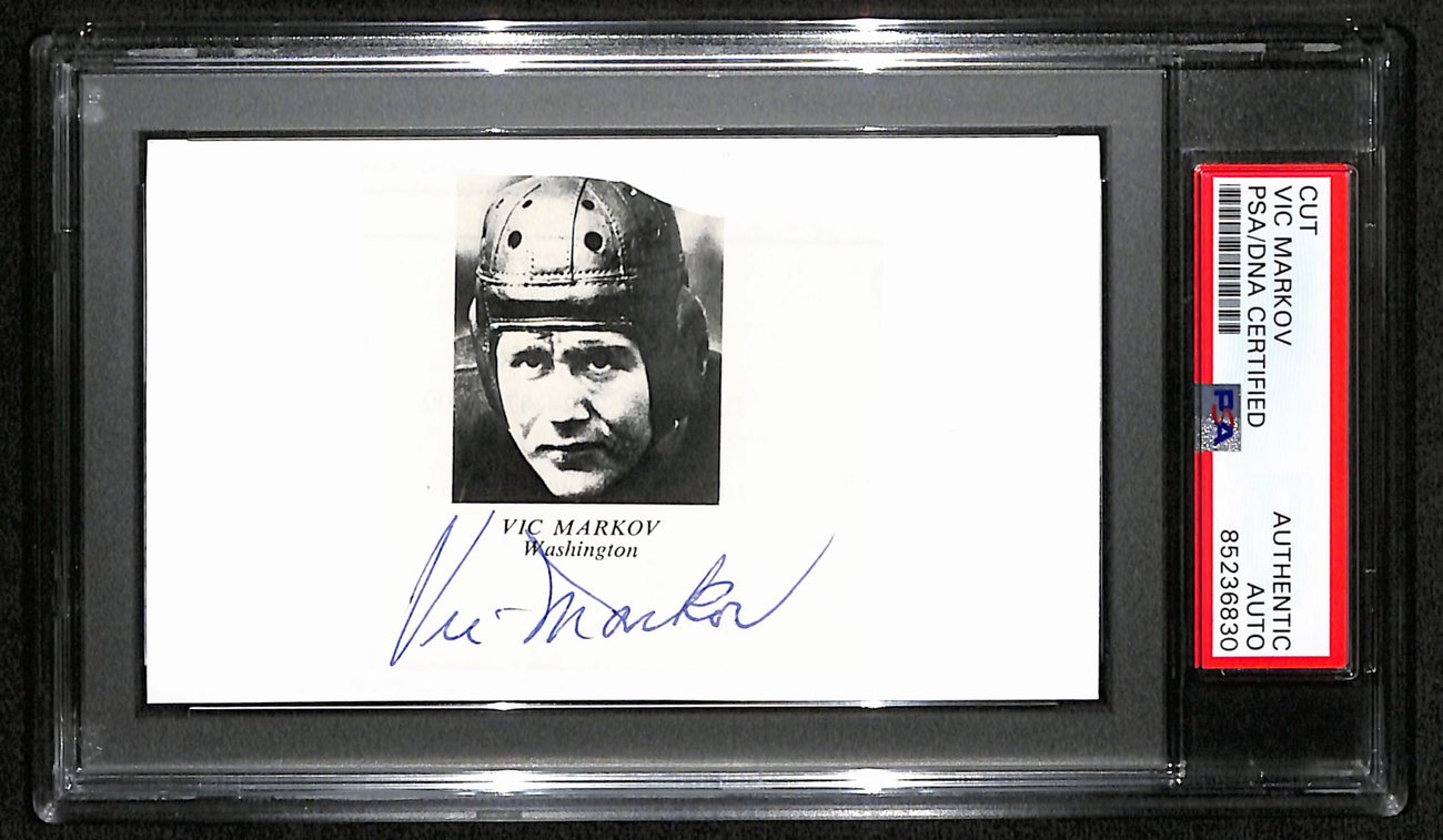 Vic Markov CFB HOF Signed/Auto Cut Photo on 3x5 Card Washington PSA/DNA 189010