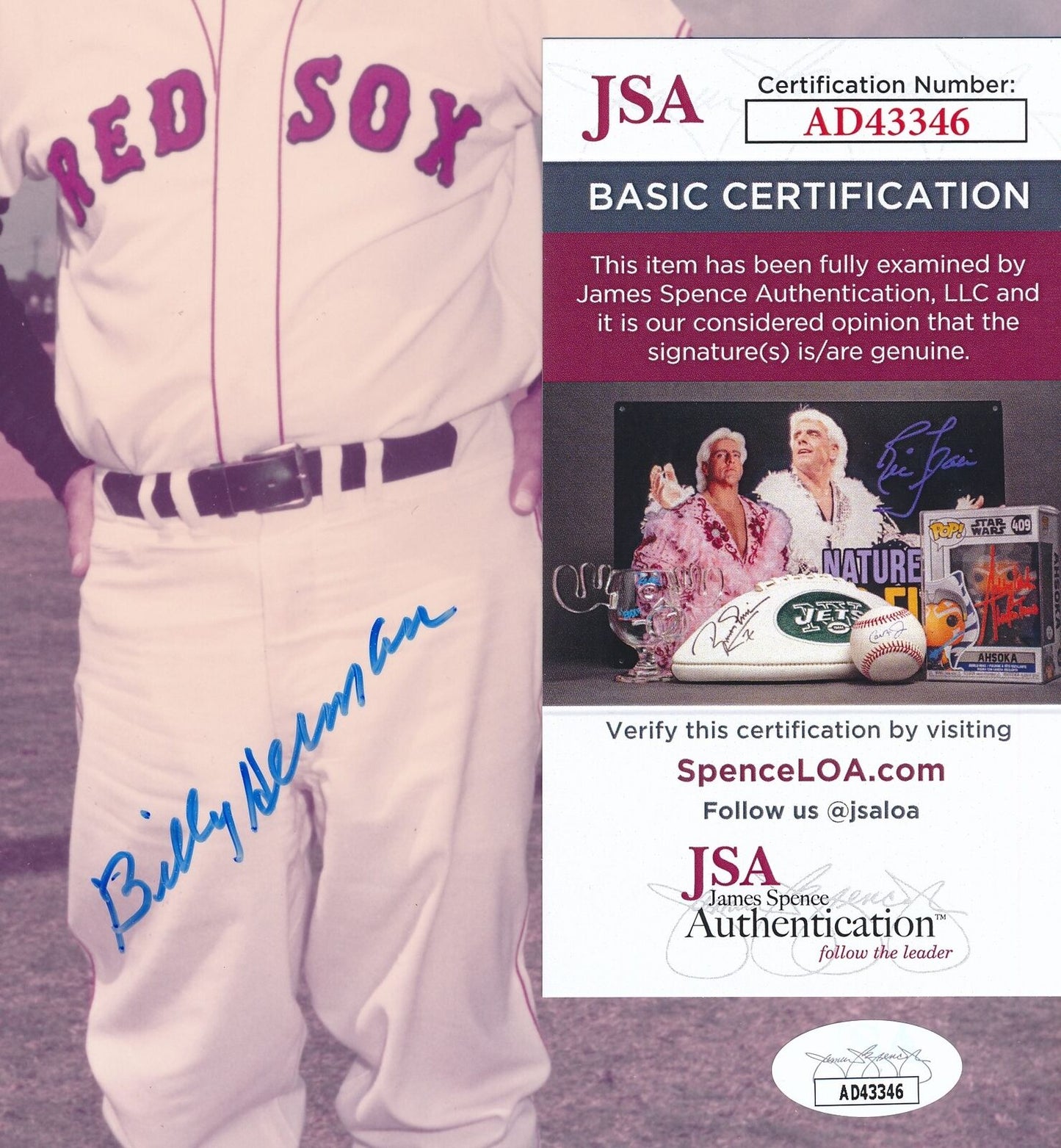 Billy Herman HOF Autographed 8x10 Photo Boston Red Sox JSA