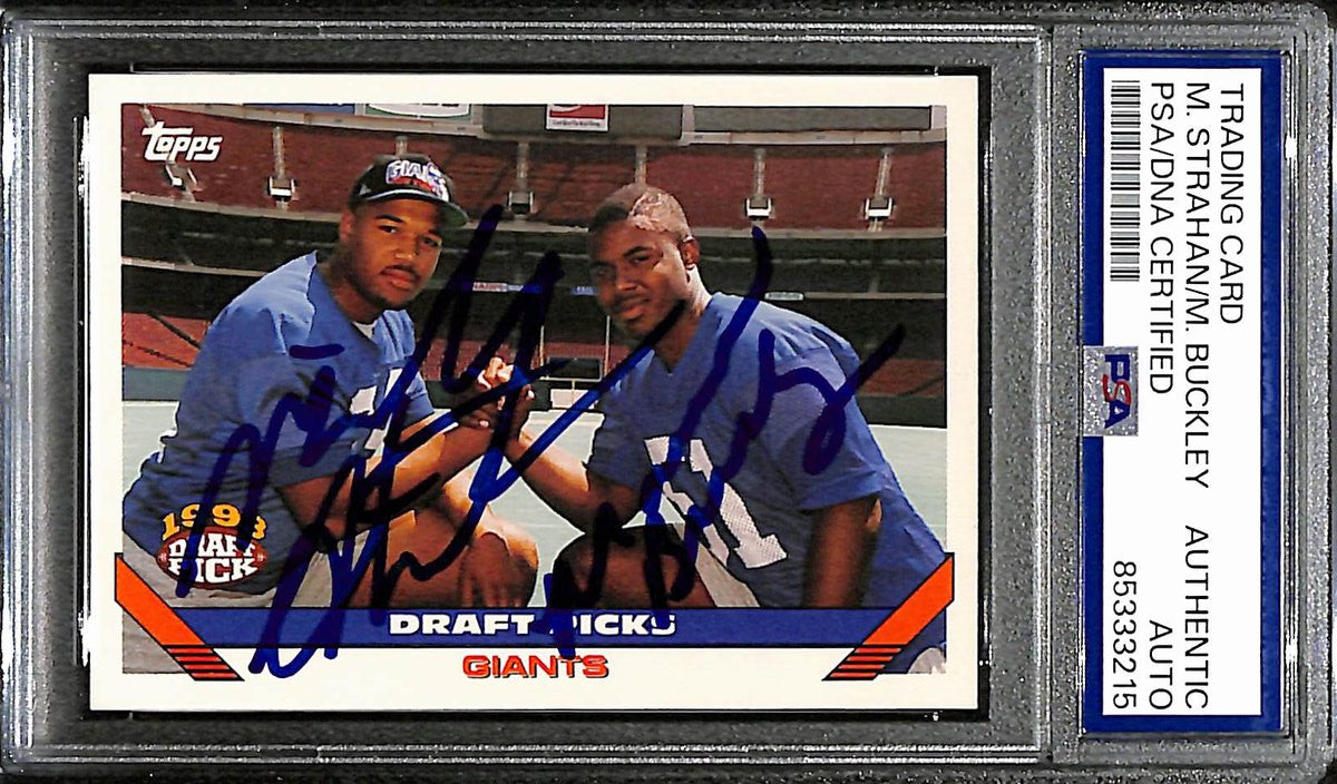 Michael Strahan HOF/Buckley Dual Signed 1993 Topps Rookie #275 Giants PSA 192512