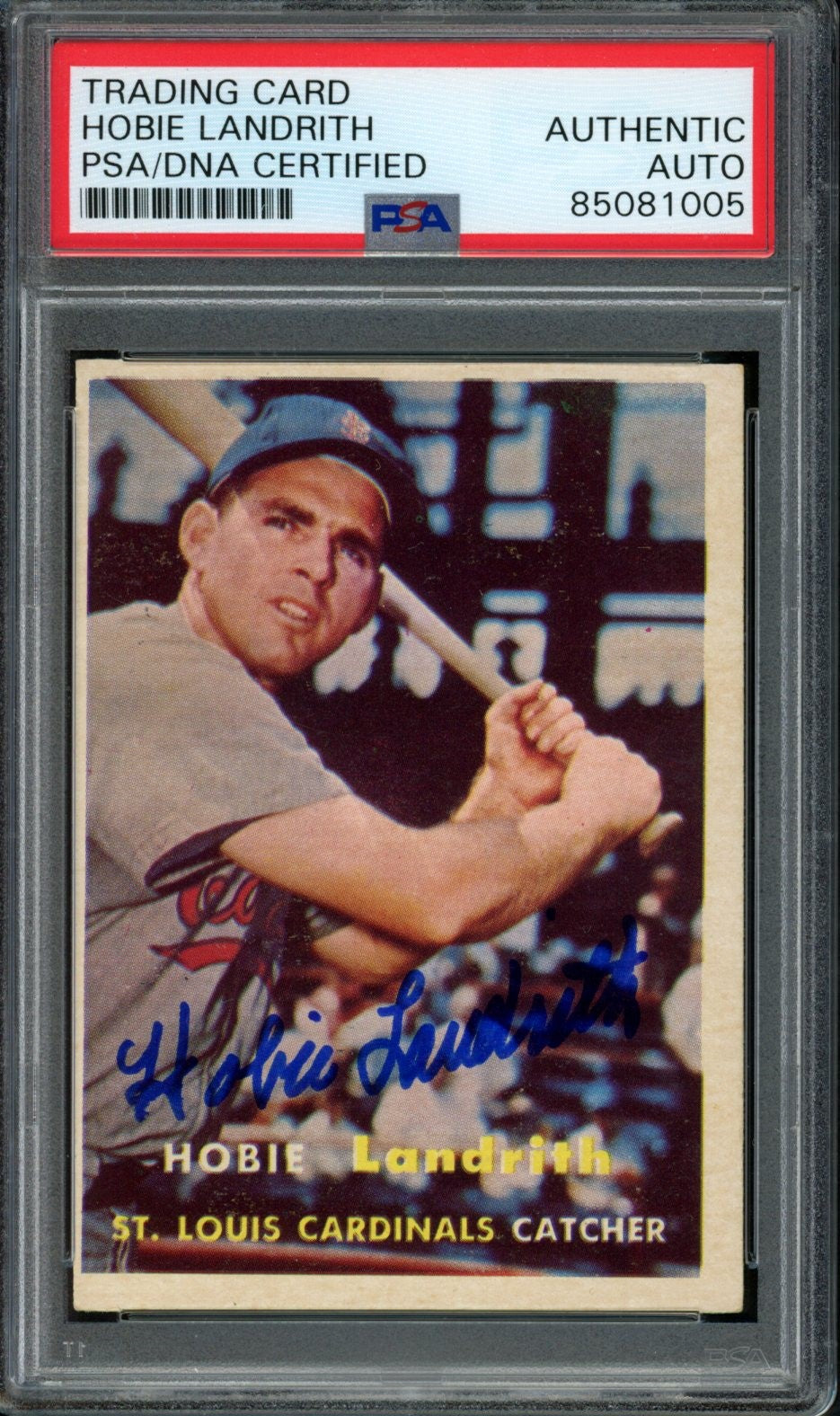 Hobie Landrith Signed 1957 Topps Card #182 St. Louis Cardinals PSA/DNA 184152