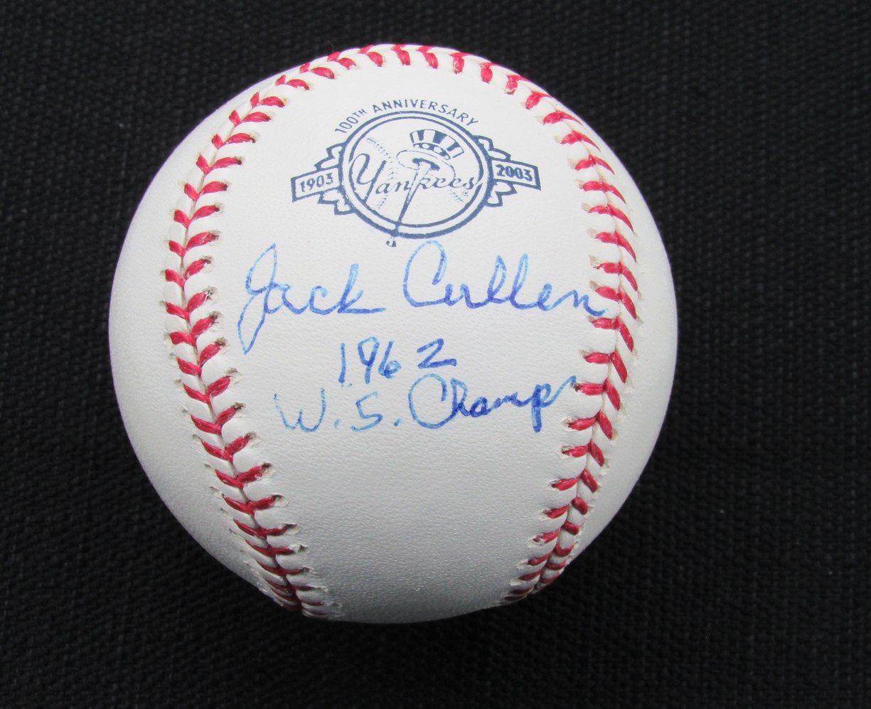 Jack Cullen Signed/Auto Yankees 100th OML Baseball JSA Inscr 186660