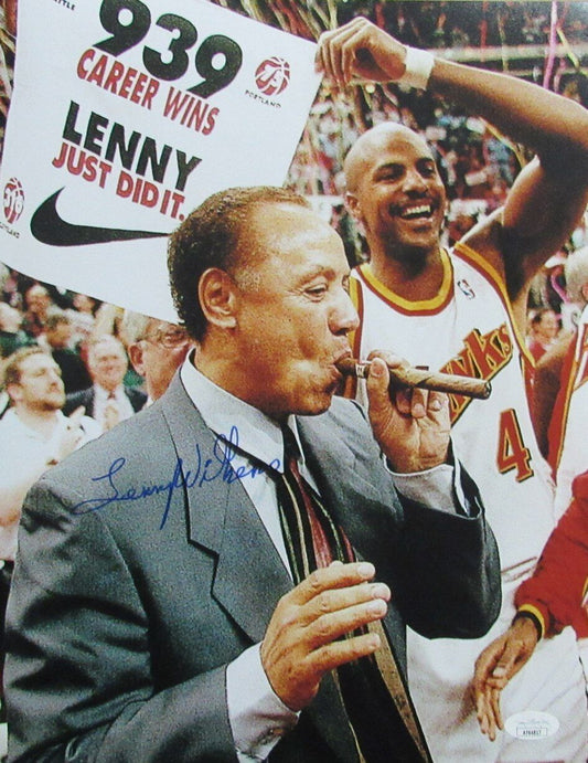 Lenny Wilkens HOF Autographed 11x14 Photo Atlanta Hawks JSA