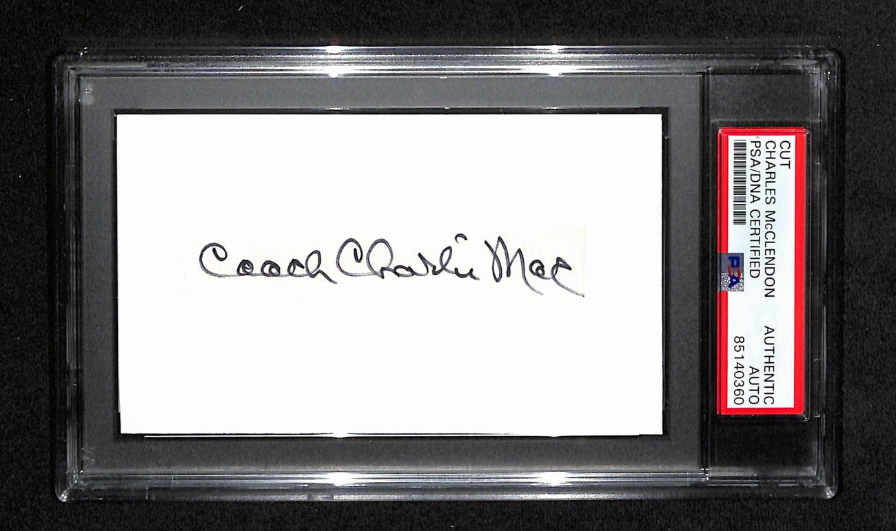 Charles McClendon  Autographed 3x5 Cut Card PSA/DNA 186554