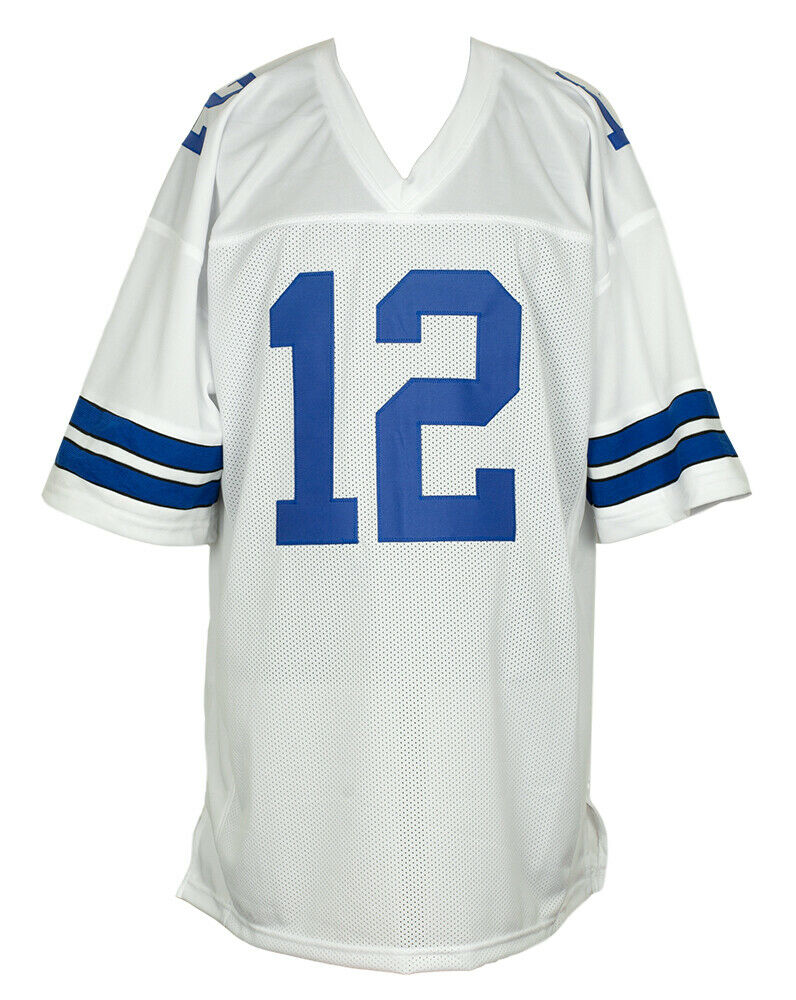 Roger Staubach Signed/Autographed Cowboys White Football Jersey Beckett 148040