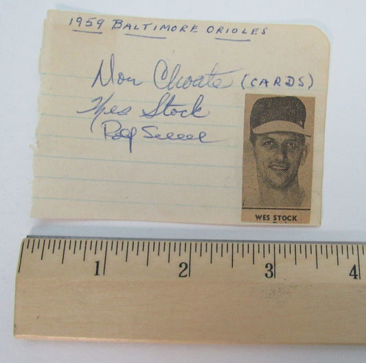 1959 Baltimore Orioles Multi Signed 3x3 Cut incl. Choats/Stock/Seese PASS 150206