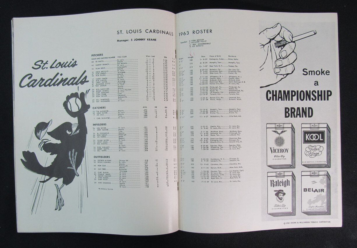 1963 St. Louis Cardinals Baseball Official Yearbook Stan Musial on Cover