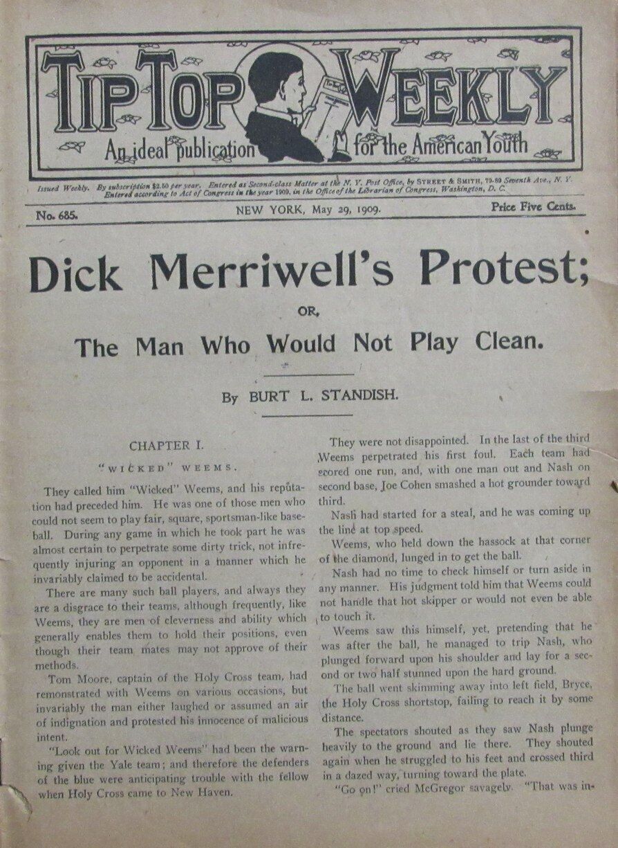 Vintage May 29, 1909 New York Baseball Tip Top Weekly No. 685 Magazine 165296