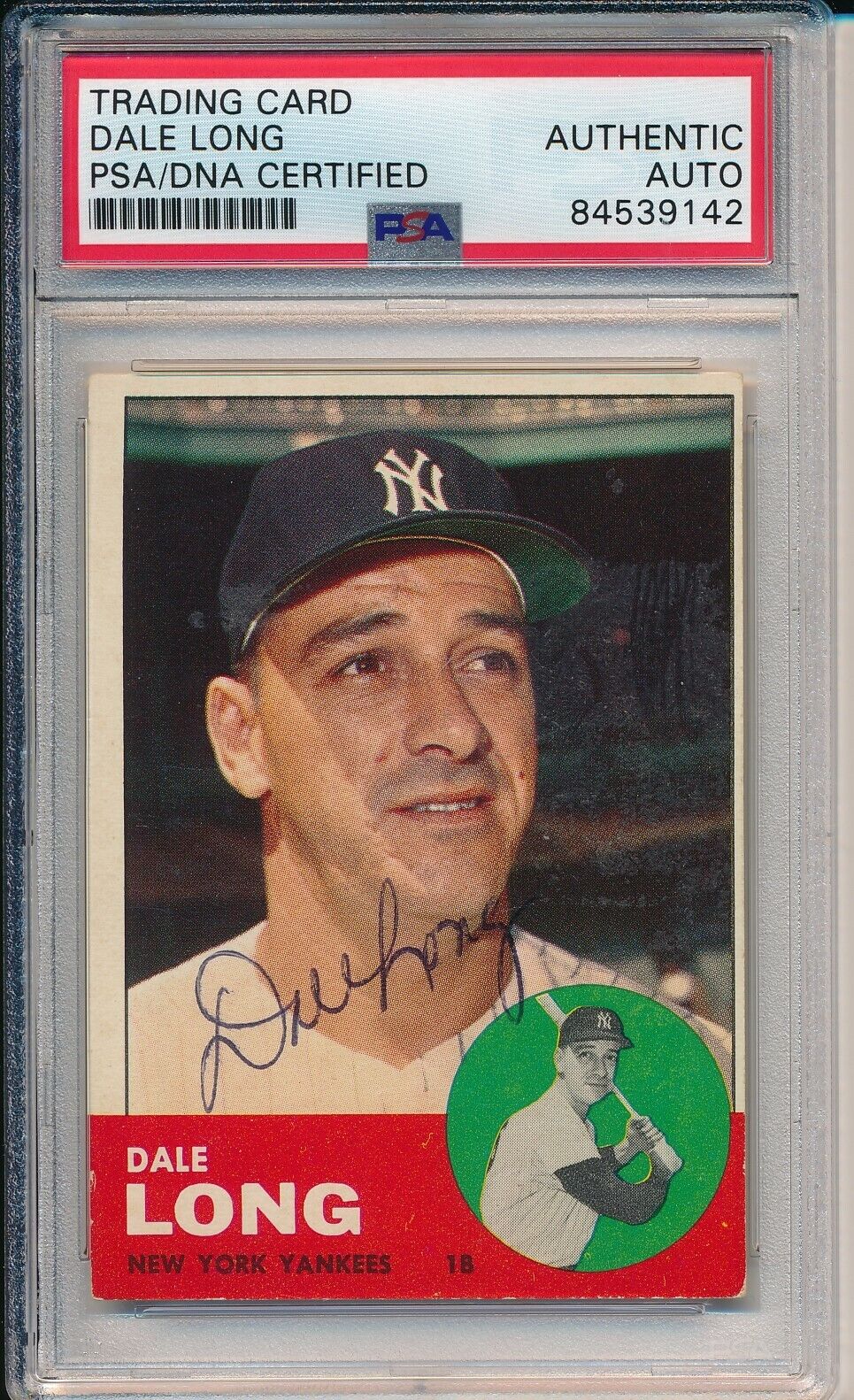Dale Long Yankees Signed/Autographed 1963 TOPPS Card #484 PSA/DNA 166707