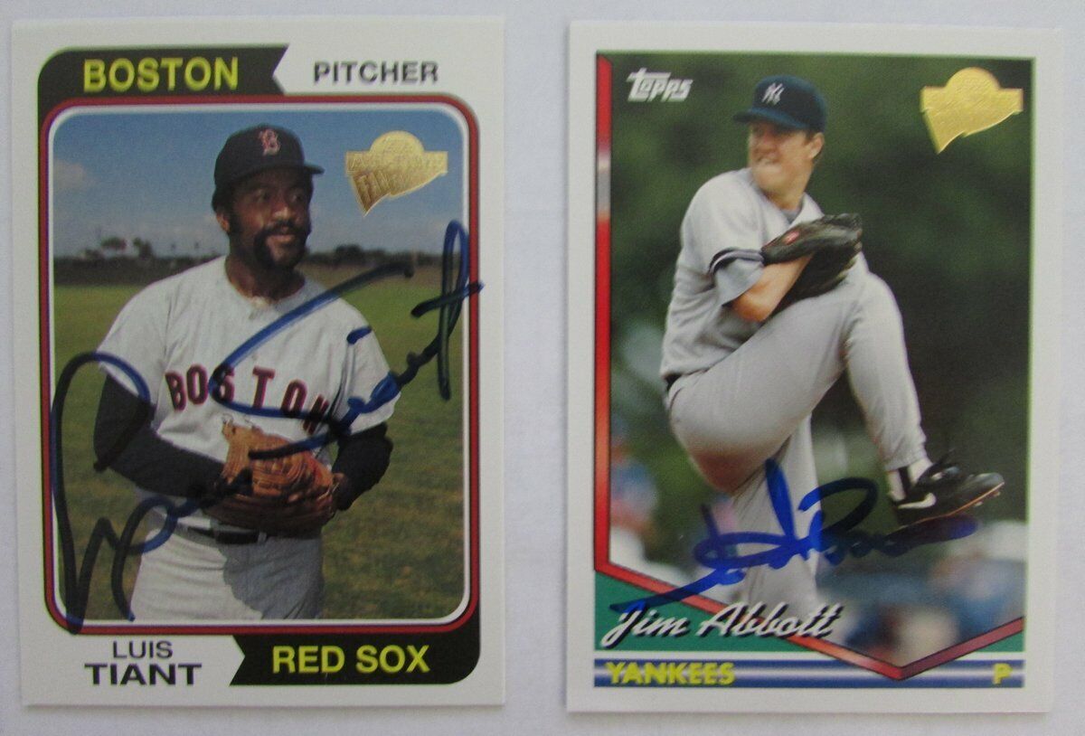 Jim Abbott/Luis Tiant Signed Topps All Time Fan Favorites  Baseball Cards 144496
