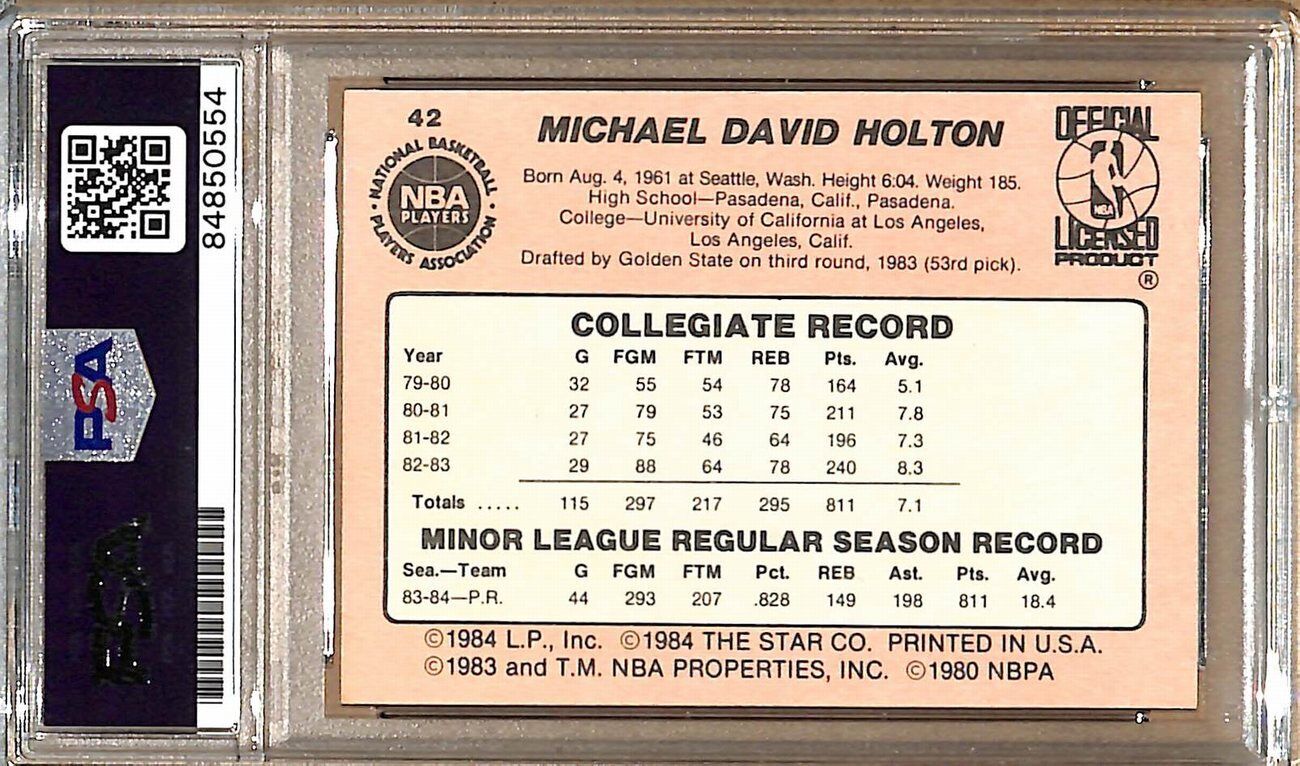 1984-85 Star Company #42 Michael Holton Suns Signed/Auto Card PSA/DNA 178972