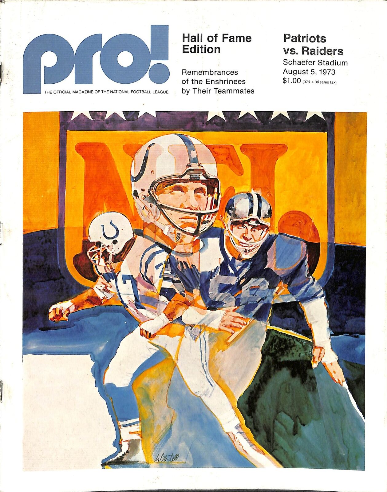 1973 New England Patriots vs. Oakland Raiders 8/5/73 Pre Season Program 180261