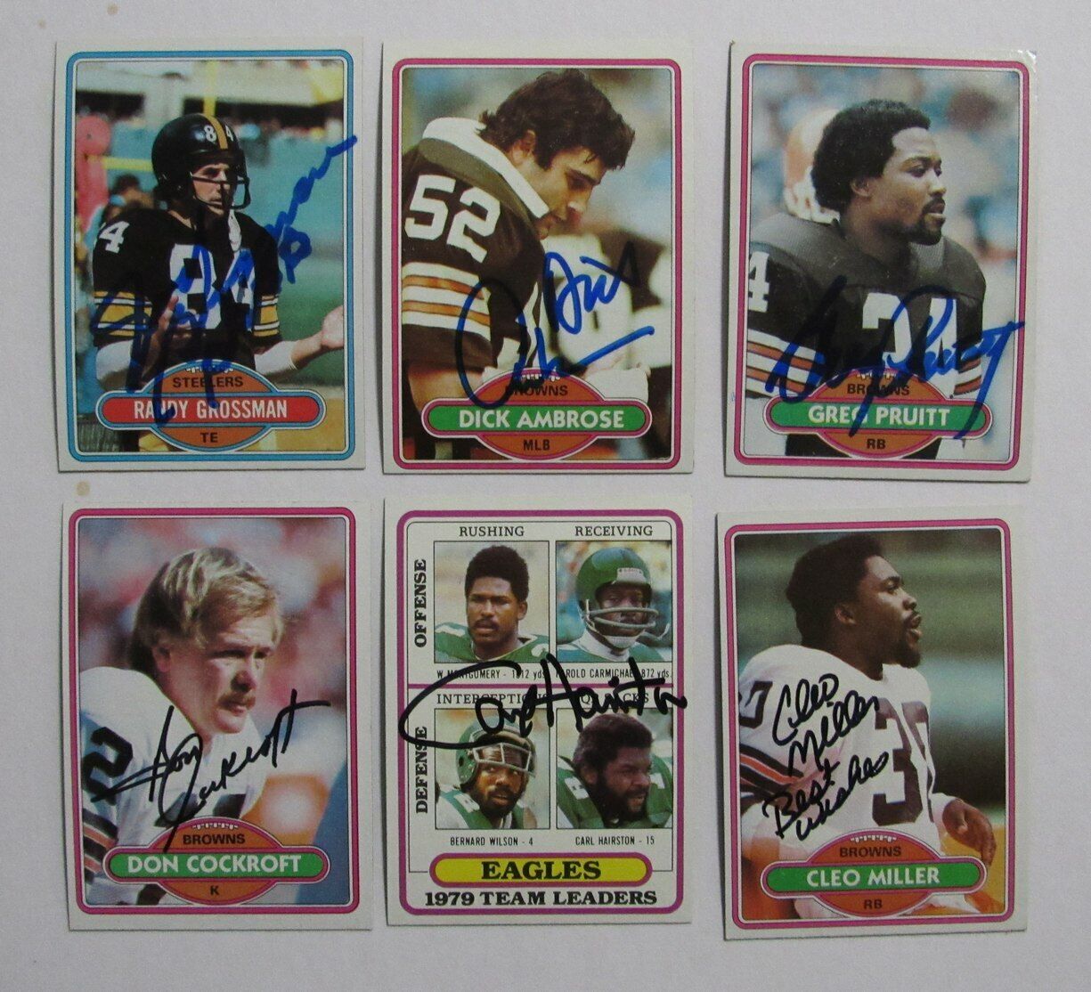 Lot of 12 1980 Topps Signed/Auto Football Cards Browns Lions Steelers 166768