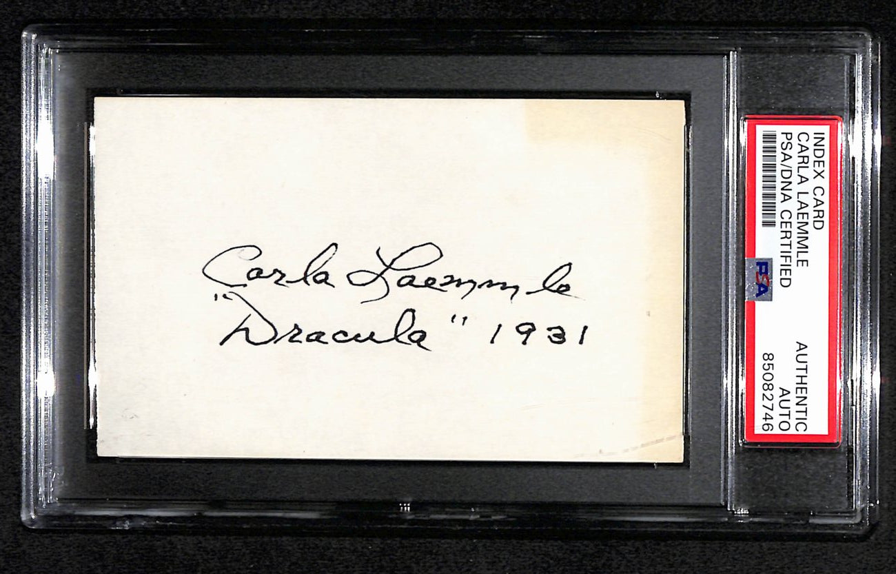 Carla Laemmle Signed/Inscribed 3x5 Index Card "Dracula" 1931 PSA/DNA 183927