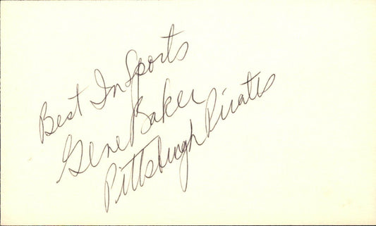 Gene Baker Pittsburgh Pirates d.1999 Signed/Autographed 3x5 Index Card 162557