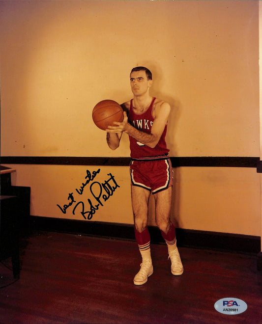 Bob Pettit HOF Signed/Inscribed 8x10 Photo Atlanta Hawks PSA/DNA 189065