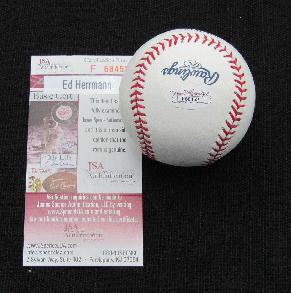 Ed Herrmann Signed/Auto Yankees 100th OML Baseball JSA Inscr 186607