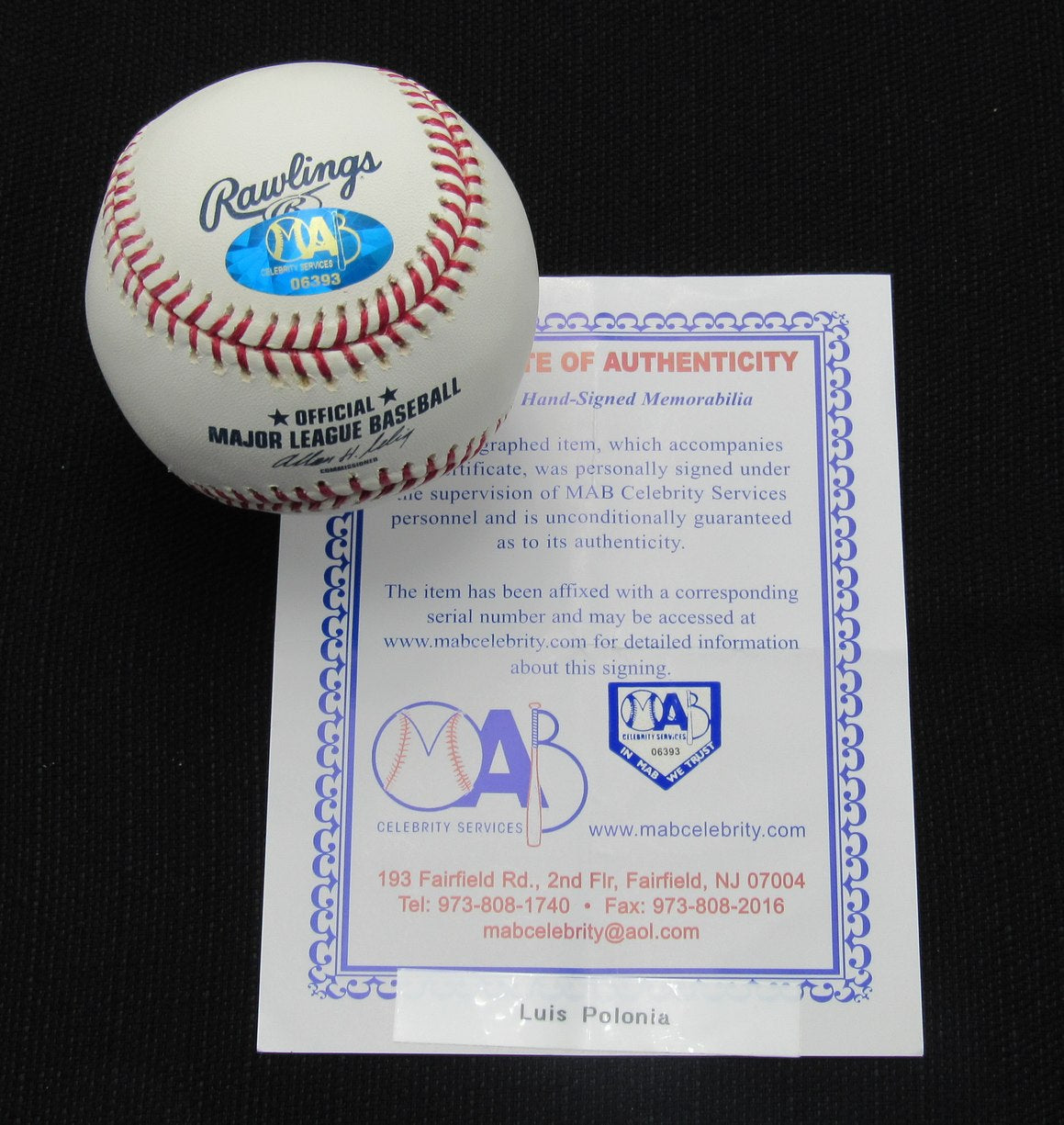 Luis Polonia Signed/Auto Yankees 100th OML Baseball MAB 187066