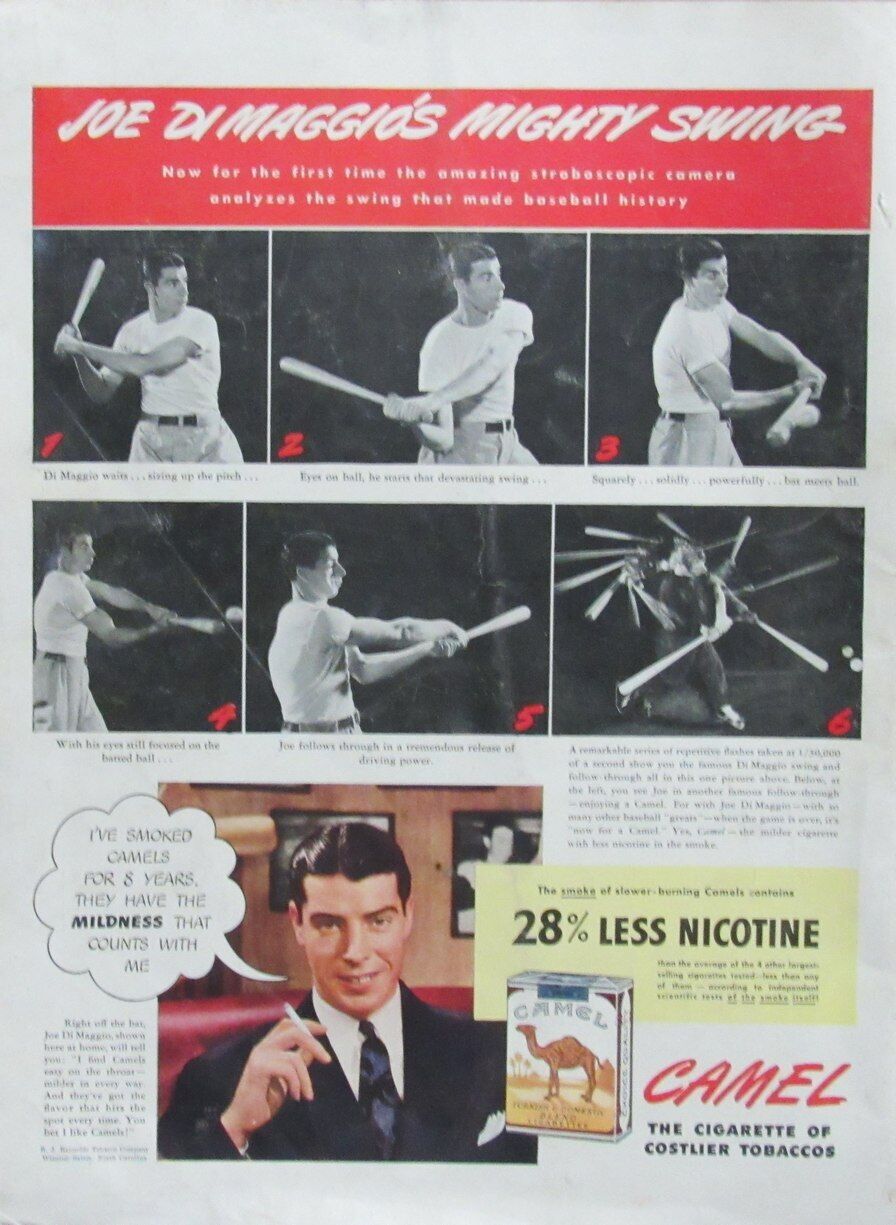 Joe DiMaggio HOF UNSIGNED 1942 Magazine Page w/Camel Ad 11x14 New York Yankees